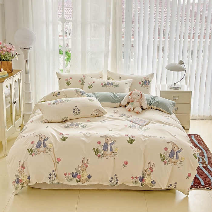 91家纺网 家纺一手货源 找家纺 纽曼2025新款纯棉水洗棉单品被套 兔sweet