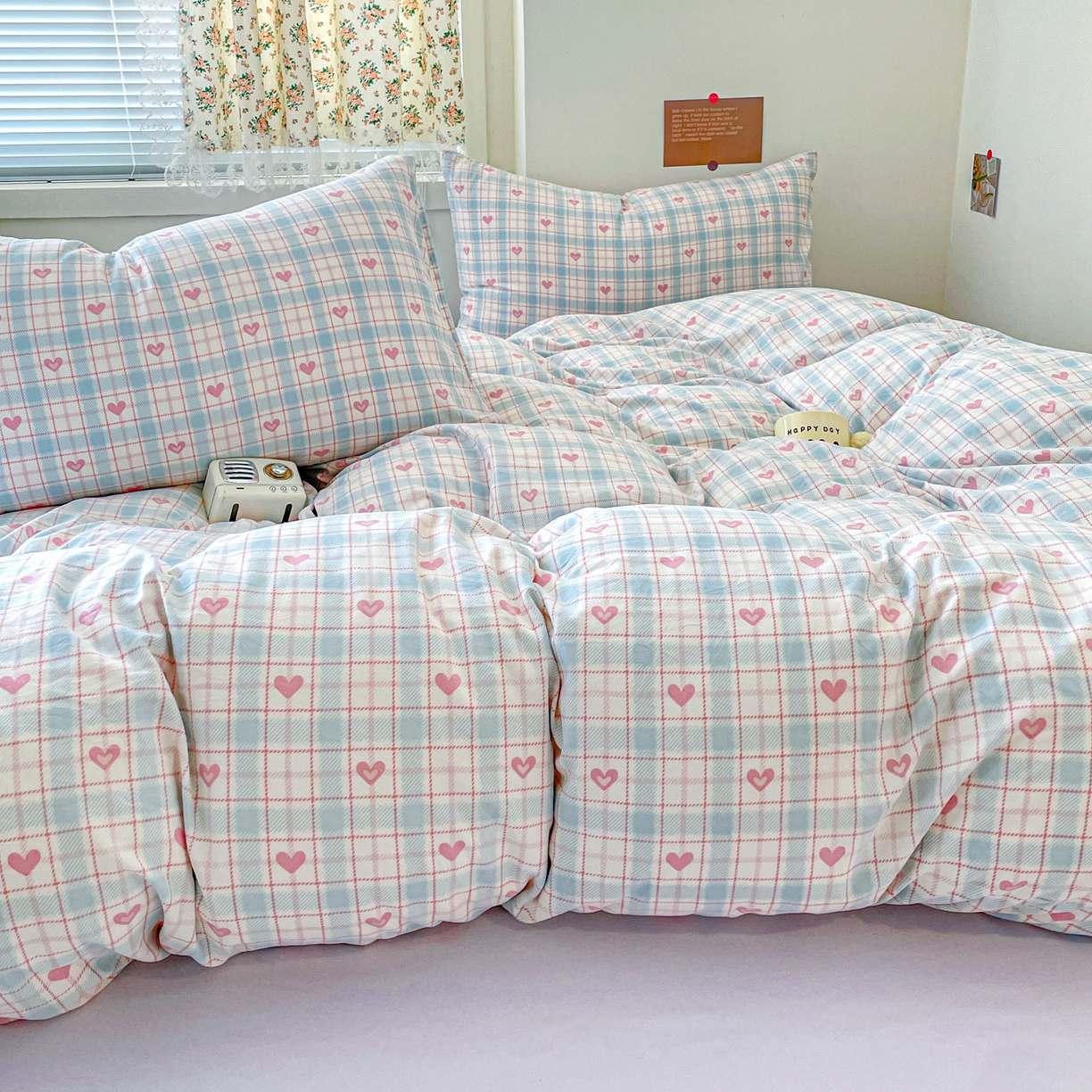 91家纺网 家纺一手货源 找家纺 纽曼2025新款纯棉水洗棉单品被套 温暖粉心