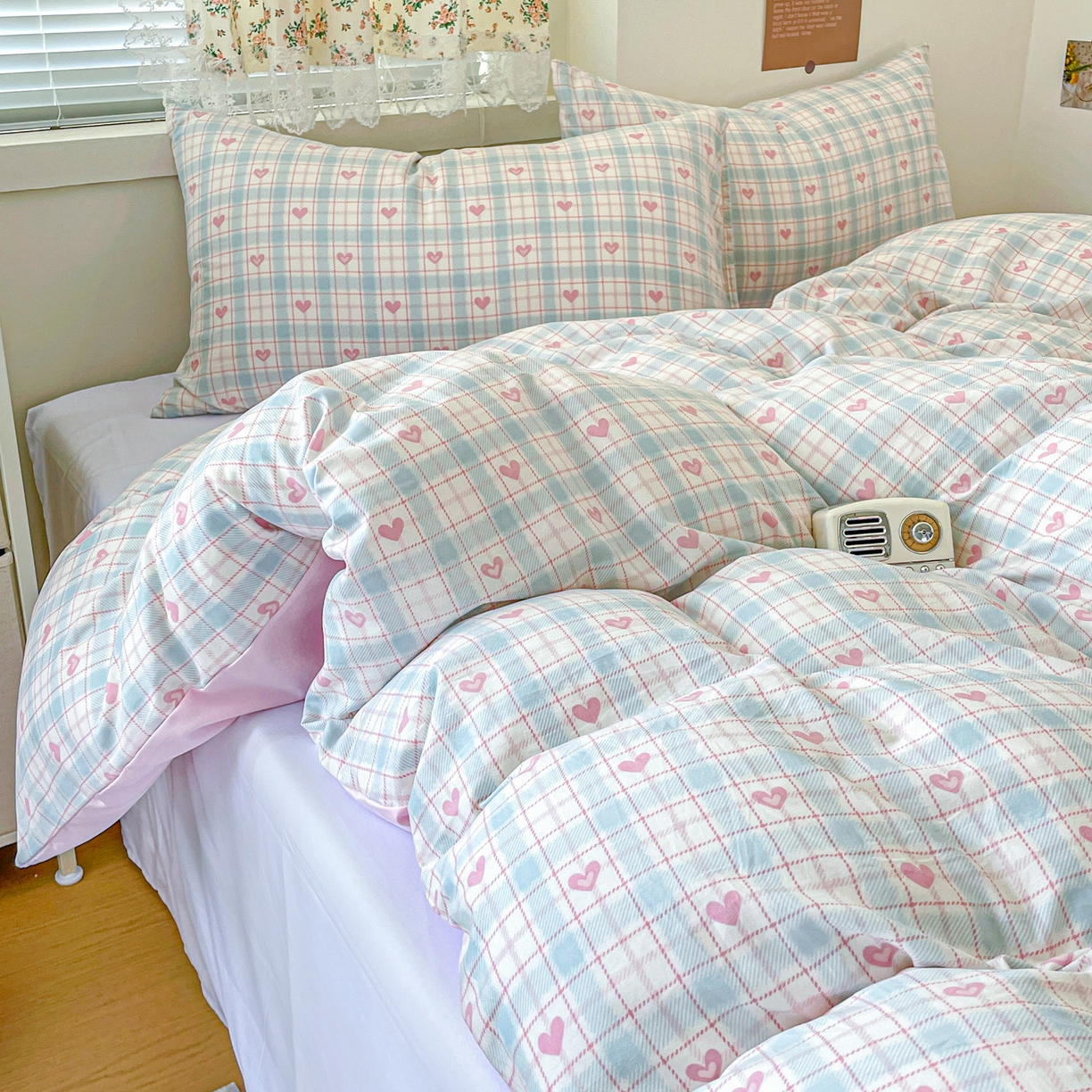 91家纺网 家纺一手货源 找家纺 纽曼2025新款纯棉水洗棉单品被套 温暖粉心