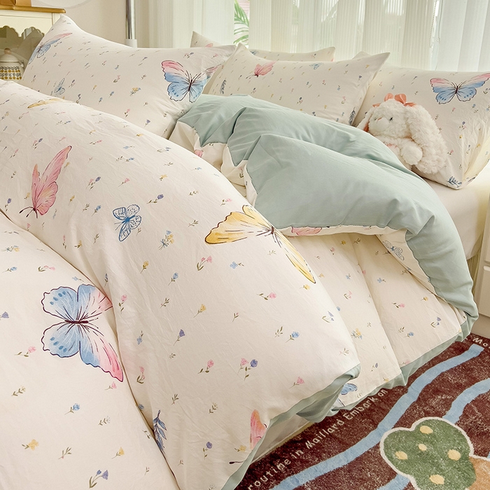 纽曼2025新款纯棉水洗棉单品被套 星蝶物语