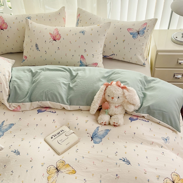 91家纺网 家纺一手货源 找家纺 纽曼2025新款纯棉水洗棉单品被套 星蝶物语