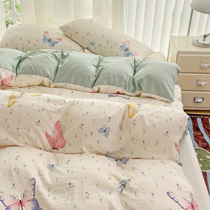 91家纺网 家纺一手货源 找家纺 纽曼2025新款纯棉水洗棉单品被套 星蝶物语