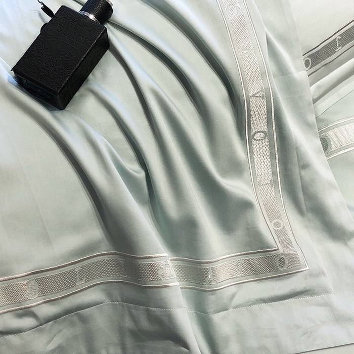 91家纺网 家纺一手货源 找家纺 （总） 【春夏新品】轻奢高级感100支长绒棉四件套全棉纯棉刺绣酒店风拼接被套纯色床单床上用品-曼哈顿