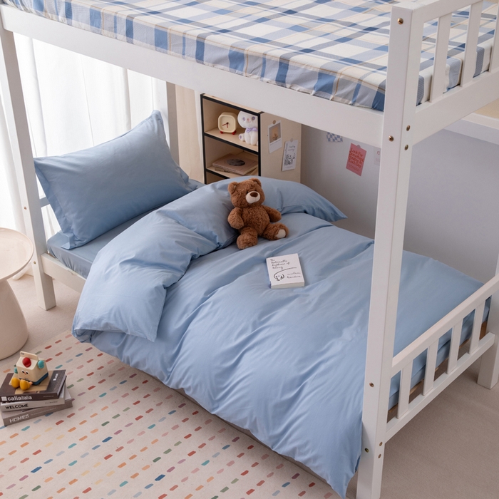 91家纺网 家纺一手货源 找家纺 （总）凌云家纺 2025新款13372全棉学生床笠款三件套 上下铺六件套一整套