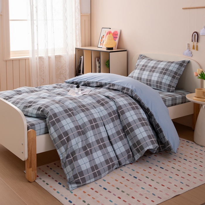 91家纺网 家纺一手货源 找家纺 （总）凌云家纺 2025新款13372全棉学生床笠款三件套 上下铺六件套一整套