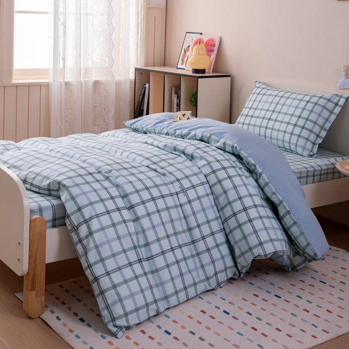 91家纺网 家纺一手货源 找家纺 （总）凌云家纺 2025新款13372全棉学生床笠款三件套 上下铺六件套一整套