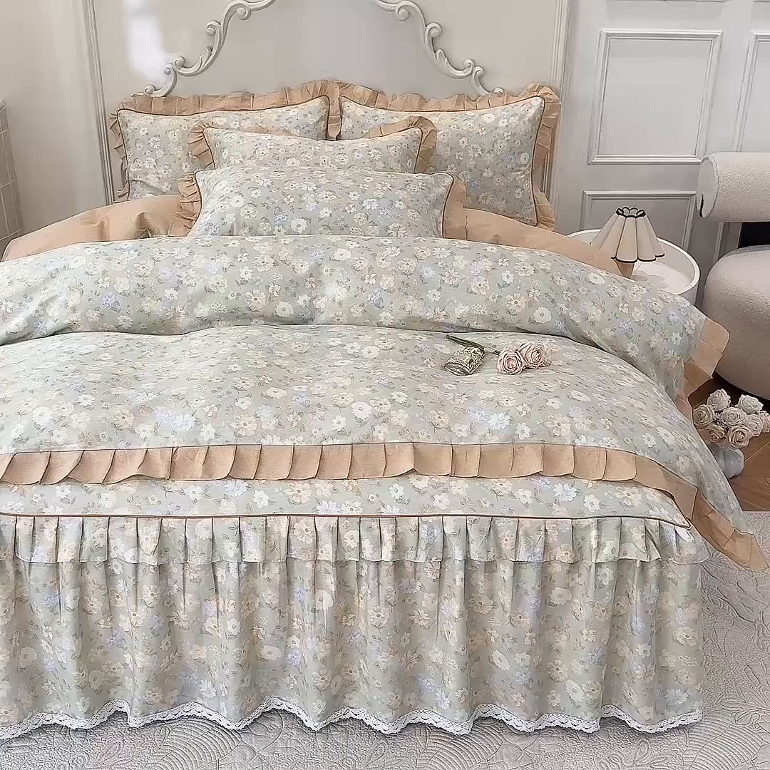 91家纺网 家纺一手货源 找家纺 （总）美达家纺 2025新款韩版全棉床裙款床单款四件套