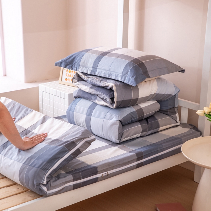 91家纺网 家纺一手货源 找家纺 （总）凌云家纺 2025春夏新款13372全棉纯棉学生床套款三件套上下铺宿舍六件套一整套