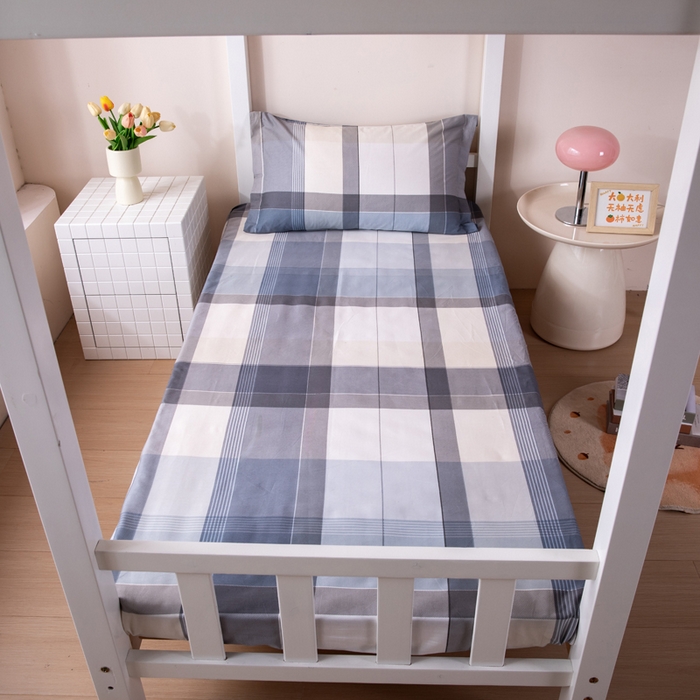 91家纺网 家纺一手货源 找家纺 （总）凌云家纺 2025春夏新款13372全棉纯棉学生床套款三件套上下铺宿舍六件套一整套