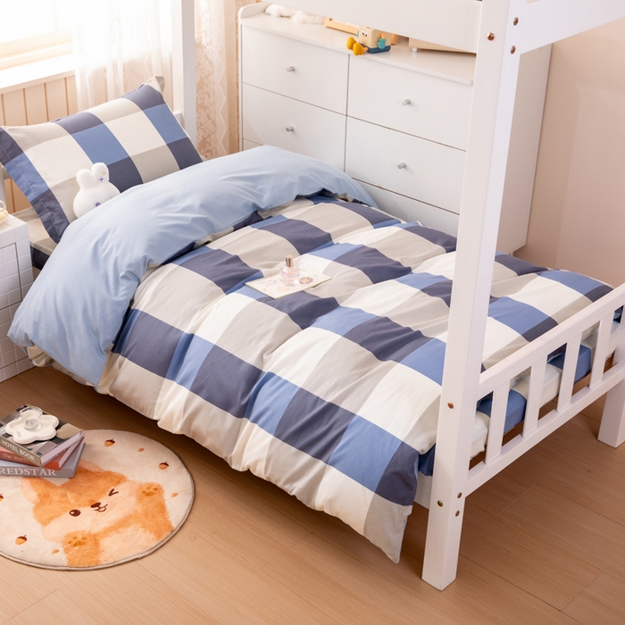 91家纺网 家纺一手货源 找家纺 （总）凌云家纺 2025春夏新款13372全棉纯棉学生床套款三件套上下铺宿舍六件套一整套