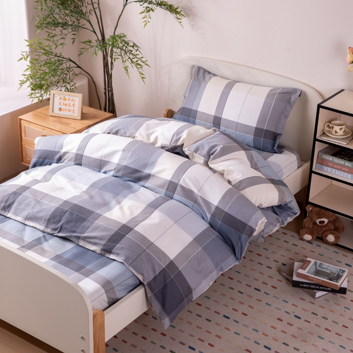 91家纺网 家纺一手货源 找家纺 凌云家纺 2025新款13372全棉学生床笠款三件套 上下铺六件套一整套 布莱格