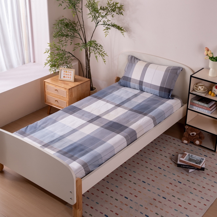 91家纺网 家纺一手货源 找家纺 凌云家纺 2025新款13372全棉学生床笠款三件套 上下铺六件套一整套 布莱格