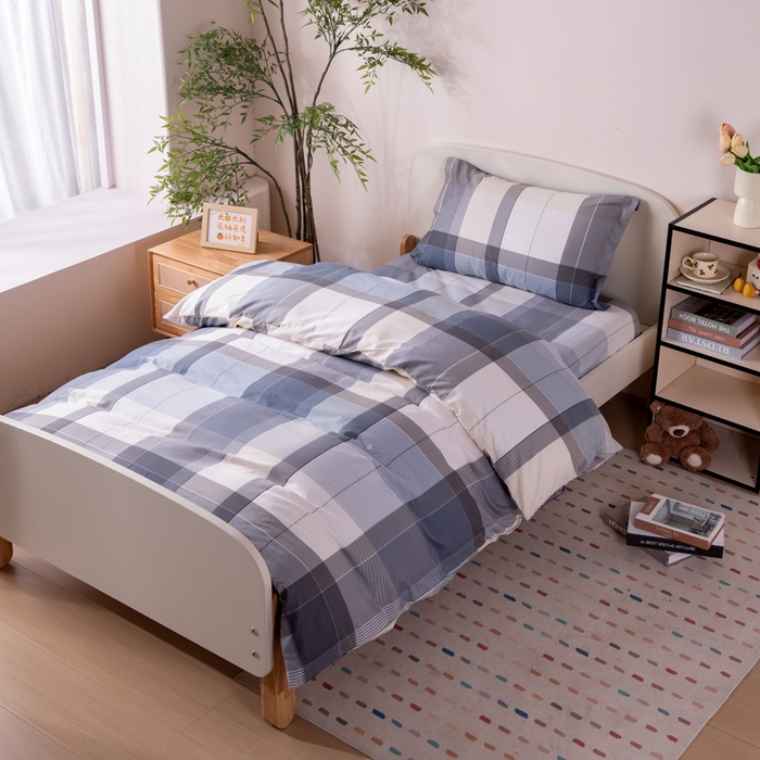 91家纺网 家纺一手货源 找家纺 凌云家纺 2025新款13372全棉学生床笠款三件套 上下铺六件套一整套 布莱格