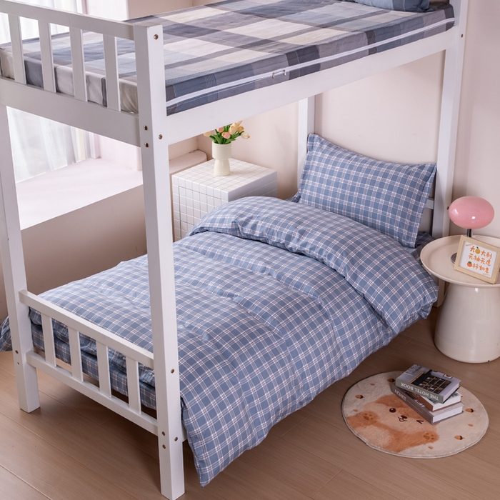 91家纺网 家纺一手货源 找家纺 （总）凌云家纺 2025春夏新款13372全棉纯棉学生床套款三件套上下铺宿舍六件套一整套