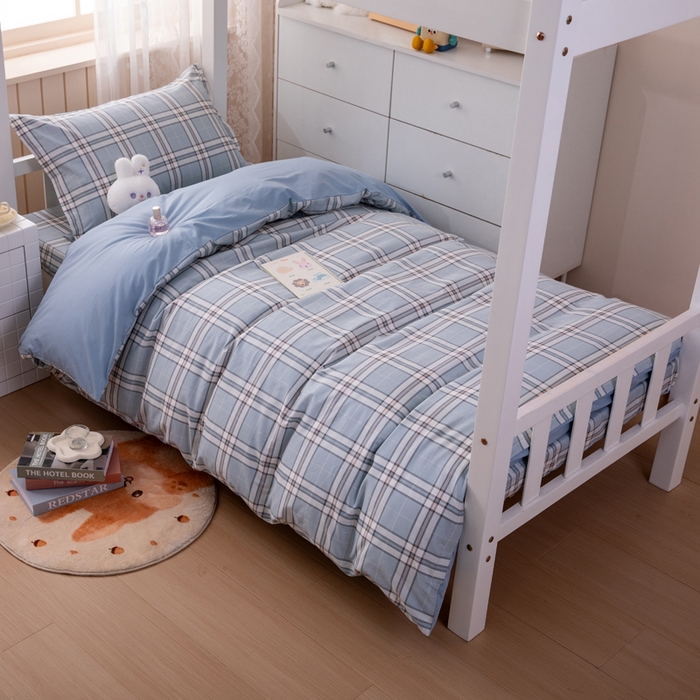 91家纺网 家纺一手货源 找家纺 （总）凌云家纺 2025春夏新款13372全棉纯棉学生床套款三件套上下铺宿舍六件套一整套