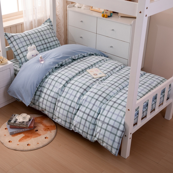 91家纺网 家纺一手货源 找家纺 （总）凌云家纺 2025春夏新款13372全棉纯棉学生床套款三件套上下铺宿舍六件套一整套