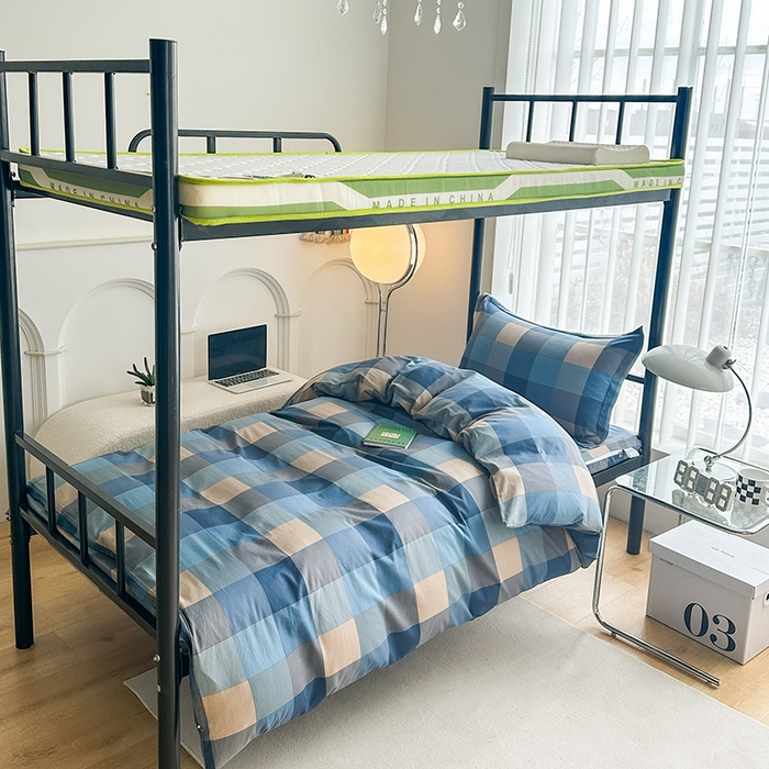 91家纺网 家纺一手货源 找家纺 （总）凌云家纺 2025春夏新款13372全棉纯棉学生床套款三件套上下铺宿舍六件套一整套