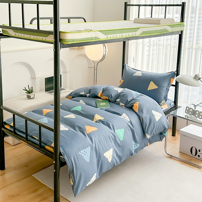 91家纺网 家纺一手货源 找家纺 （总）凌云家纺 2025春夏新款13372全棉纯棉学生床套款三件套上下铺宿舍六件套一整套