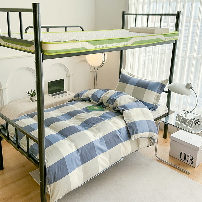 91家纺网 家纺一手货源 找家纺 （总）凌云家纺 2025春夏新款13372全棉纯棉学生床套款三件套上下铺宿舍六件套一整套