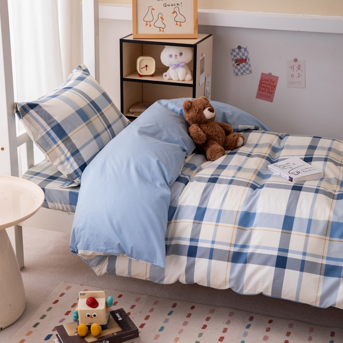 91家纺网 家纺一手货源 找家纺 凌云家纺 2025新款13372全棉学生床笠款三件套 上下铺六件套一整套 春日来信