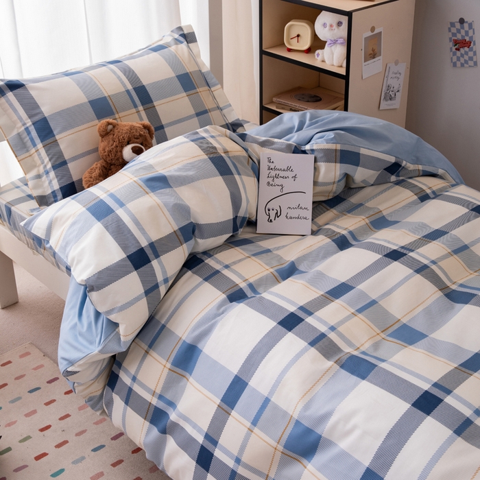 91家纺网 家纺一手货源 找家纺 凌云家纺 2025新款13372全棉学生床笠款三件套 上下铺六件套一整套 春日来信