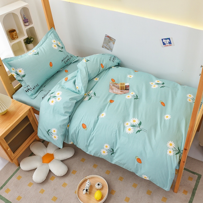 91家纺网 家纺一手货源 找家纺 （总）凌云家纺 2025春夏新款13372全棉纯棉学生床套款三件套上下铺宿舍六件套一整套