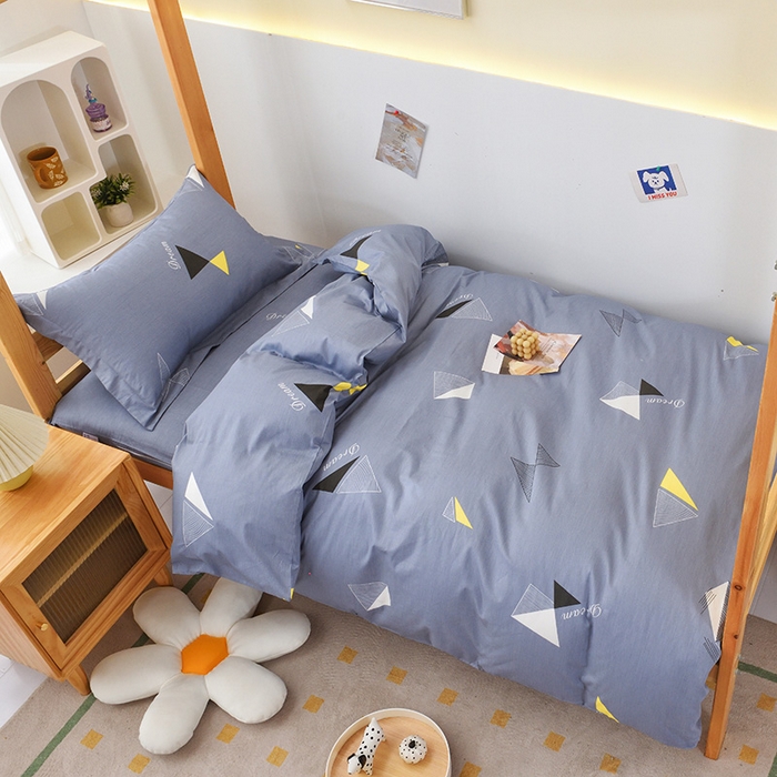 91家纺网 家纺一手货源 找家纺 （总）凌云家纺 2025春夏新款13372全棉纯棉学生床套款三件套上下铺宿舍六件套一整套