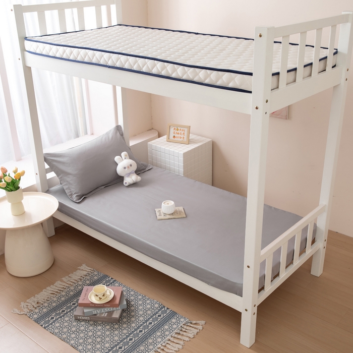 91家纺网 家纺一手货源 找家纺 凌云家纺 2025新款13372全棉学生床笠款三件套 上下铺六件套一整套 简约灰