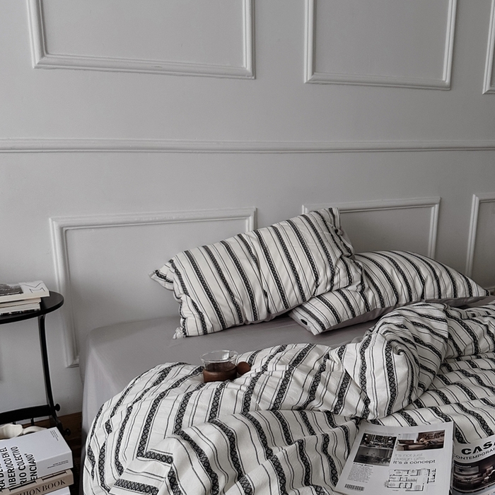 91家纺网 家纺一手货源 找家纺 柚可2025新款全棉提花四件套-布尔乔亚（第二组） 布尔乔亚（枕套提花一对）