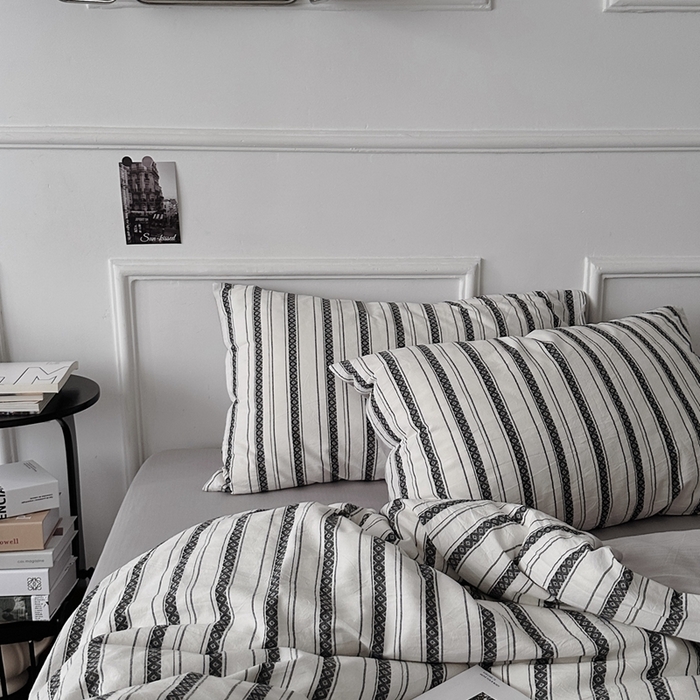 柚可2025新款全棉提花四件套-布尔乔亚（第二组） 布尔乔亚（枕套提花+灰色）