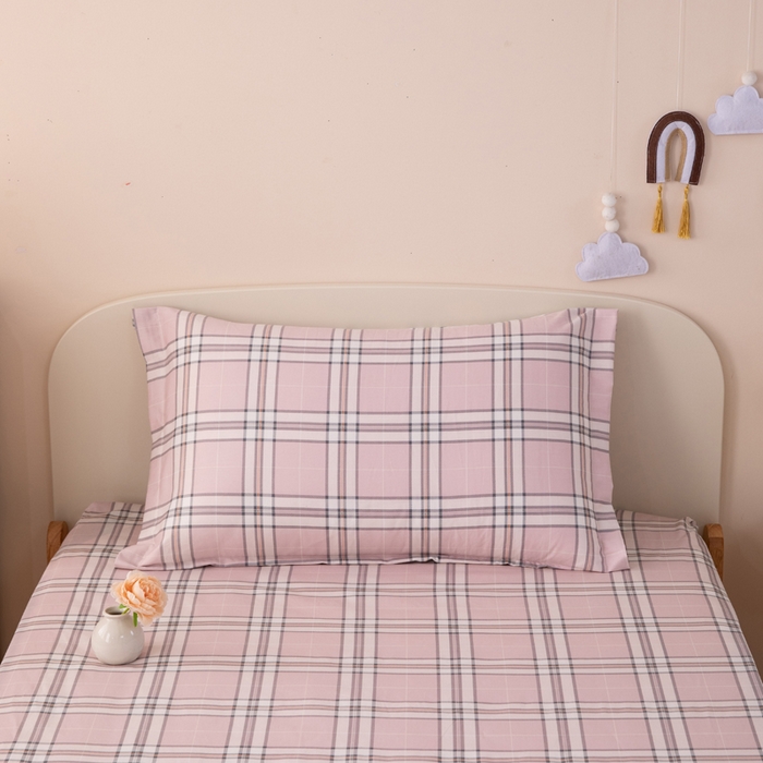 91家纺网 家纺一手货源 找家纺 凌云家纺 2025新款13372全棉学生床笠款三件套 上下铺六件套一整套 绮梦粉