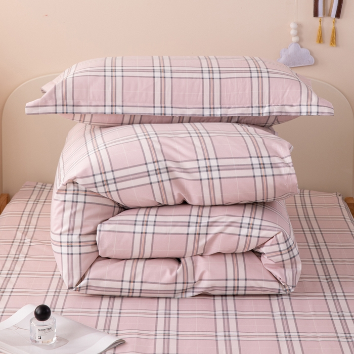 91家纺网 家纺一手货源 找家纺 凌云家纺 2025新款13372全棉学生床笠款三件套 上下铺六件套一整套 绮梦粉