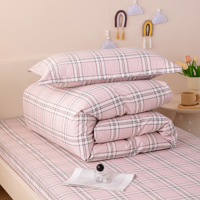 91家纺网 家纺一手货源 找家纺 凌云家纺 2025新款13372全棉学生床笠款三件套 上下铺六件套一整套 绮梦粉