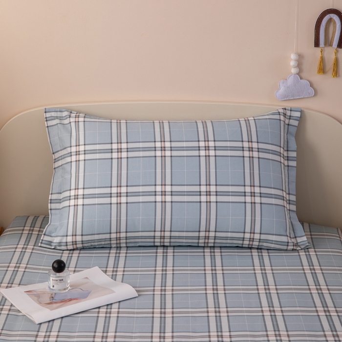 91家纺网 家纺一手货源 找家纺 凌云家纺 2025新款13372全棉学生床笠款三件套 上下铺六件套一整套 绮梦蓝