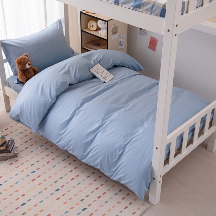 91家纺网 家纺一手货源 找家纺 凌云家纺 2025新款13372全棉学生床笠款三件套 上下铺六件套一整套 星空蓝