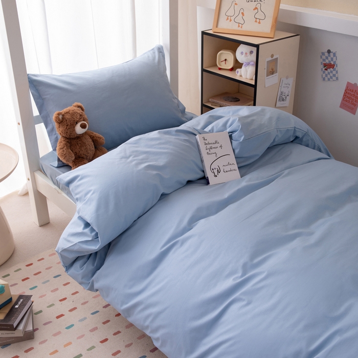 91家纺网 家纺一手货源 找家纺 凌云家纺 2025新款13372全棉学生床笠款三件套 上下铺六件套一整套 星空蓝