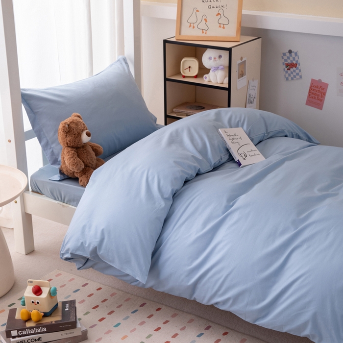 91家纺网 家纺一手货源 找家纺 凌云家纺 2025新款13372全棉学生床笠款三件套 上下铺六件套一整套 星空蓝