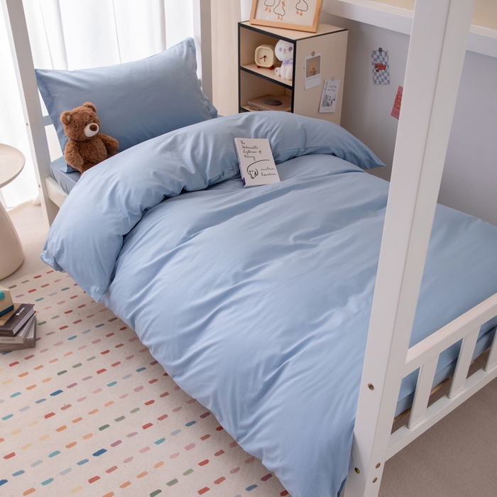 91家纺网 家纺一手货源 找家纺 凌云家纺 2025新款13372全棉学生床笠款三件套 上下铺六件套一整套 星空蓝