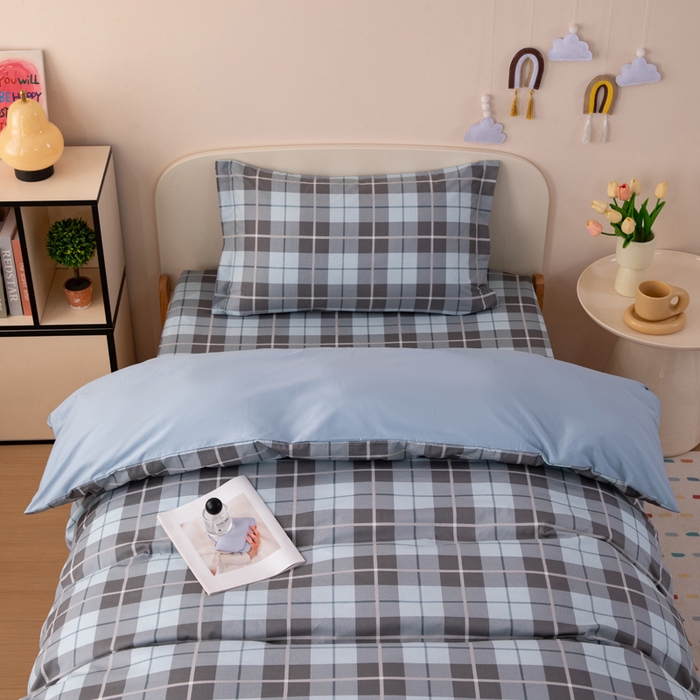 91家纺网 家纺一手货源 找家纺 凌云家纺 2025新款13372全棉学生床笠款三件套 上下铺六件套一整套 雅静兰