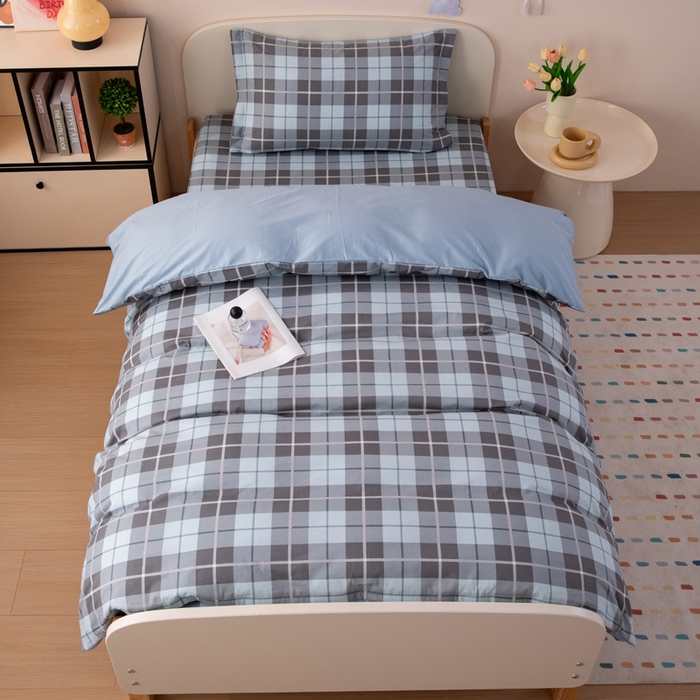 91家纺网 家纺一手货源 找家纺 凌云家纺 2025新款13372全棉学生床笠款三件套 上下铺六件套一整套 雅静兰