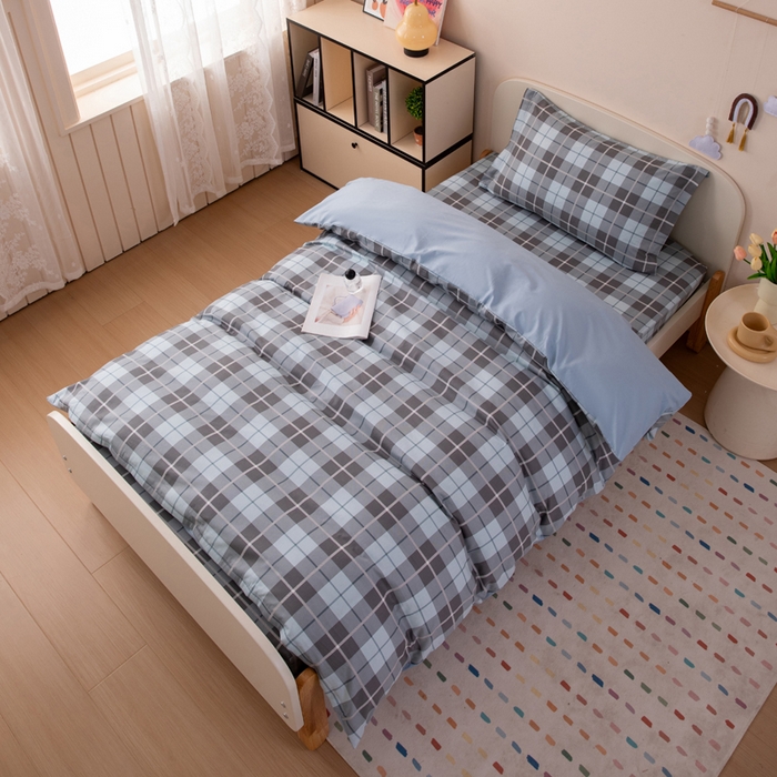 91家纺网 家纺一手货源 找家纺 凌云家纺 2025新款13372全棉学生床笠款三件套 上下铺六件套一整套 雅静兰