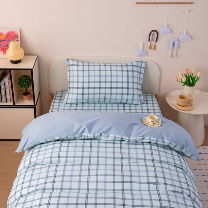 91家纺网 家纺一手货源 找家纺 凌云家纺 2025新款13372全棉学生床笠款三件套 上下铺六件套一整套 印象空间