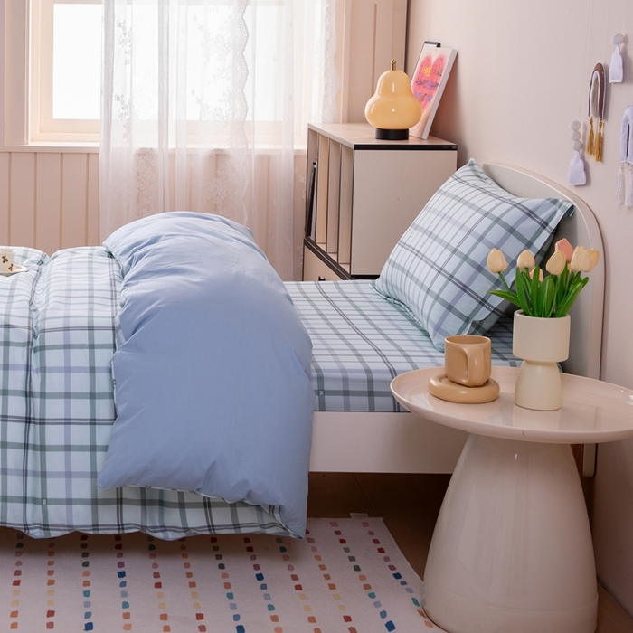 91家纺网 家纺一手货源 找家纺 凌云家纺 2025新款13372全棉学生床笠款三件套 上下铺六件套一整套 印象空间