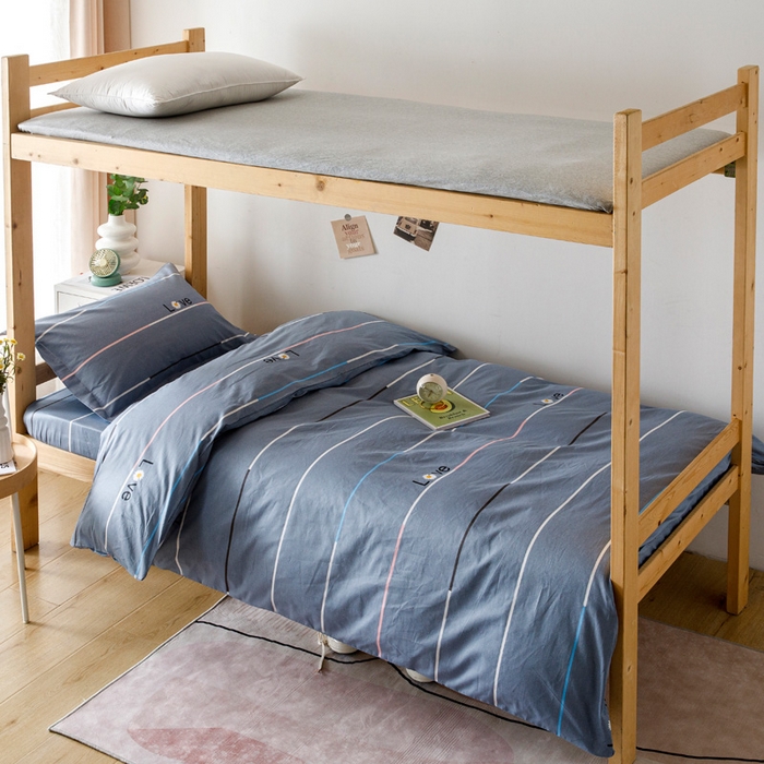 凌云家纺 2025新款13372全棉学生床笠款三件套 上下铺六件套一整套 雏菊暗恋-灰