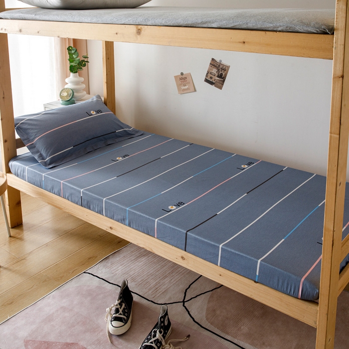 91家纺网 家纺一手货源 找家纺 凌云家纺 2025新款13372全棉学生床笠款三件套 上下铺六件套一整套 雏菊暗恋-灰