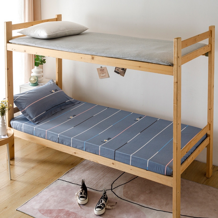 91家纺网 家纺一手货源 找家纺 凌云家纺 2025新款13372全棉学生床笠款三件套 上下铺六件套一整套 雏菊暗恋-灰