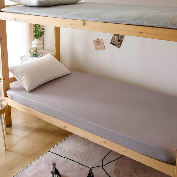 91家纺网 家纺一手货源 找家纺 凌云家纺 2025新款13372全棉学生床笠款三件套 上下铺六件套一整套 简约-灰