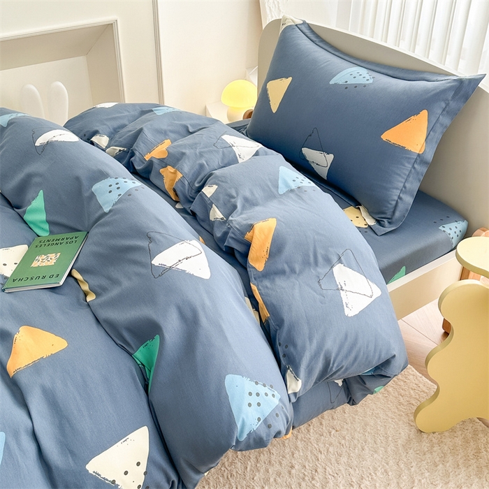 91家纺网 家纺一手货源 找家纺 凌云家纺 2025新款13372全棉学生床笠款三件套 上下铺六件套一整套 酷乐时尚-蓝