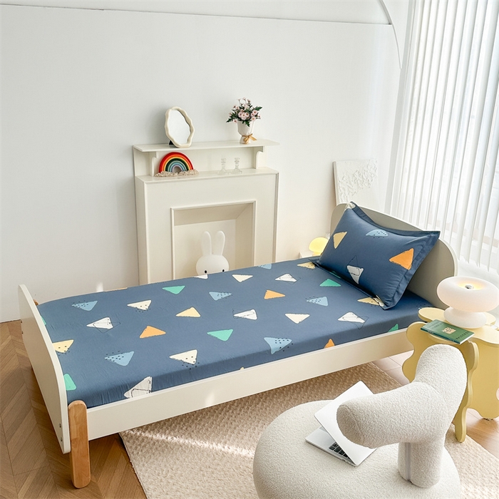 91家纺网 家纺一手货源 找家纺 凌云家纺 2025新款13372全棉学生床笠款三件套 上下铺六件套一整套 酷乐时尚-蓝