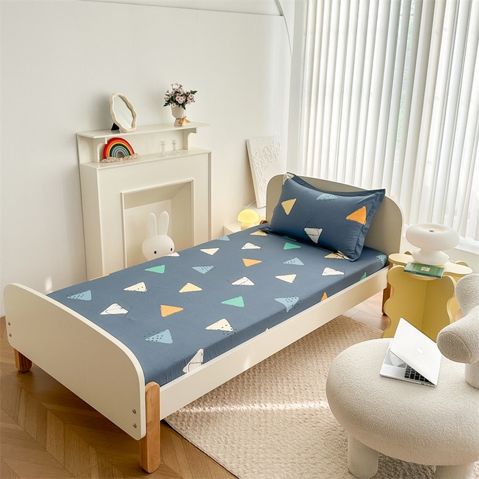 91家纺网 家纺一手货源 找家纺 凌云家纺 2025新款13372全棉学生床笠款三件套 上下铺六件套一整套 酷乐时尚-蓝